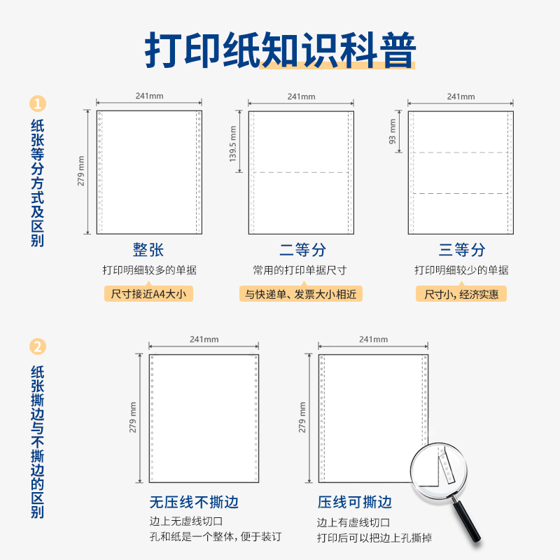 得力白令海B241-1電腦打印紙(S白色撕邊)(1000頁(yè)/盒)