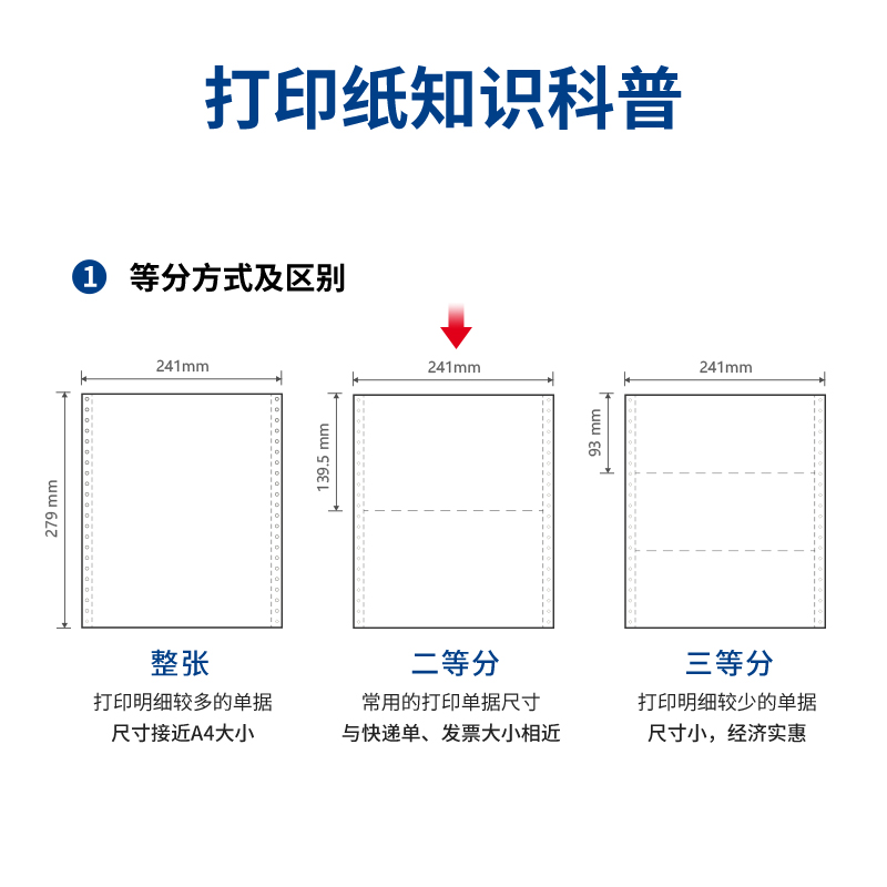 得力白令海B241-3電腦打印紙(1/2CS彩色撕邊)(1000頁/盒)