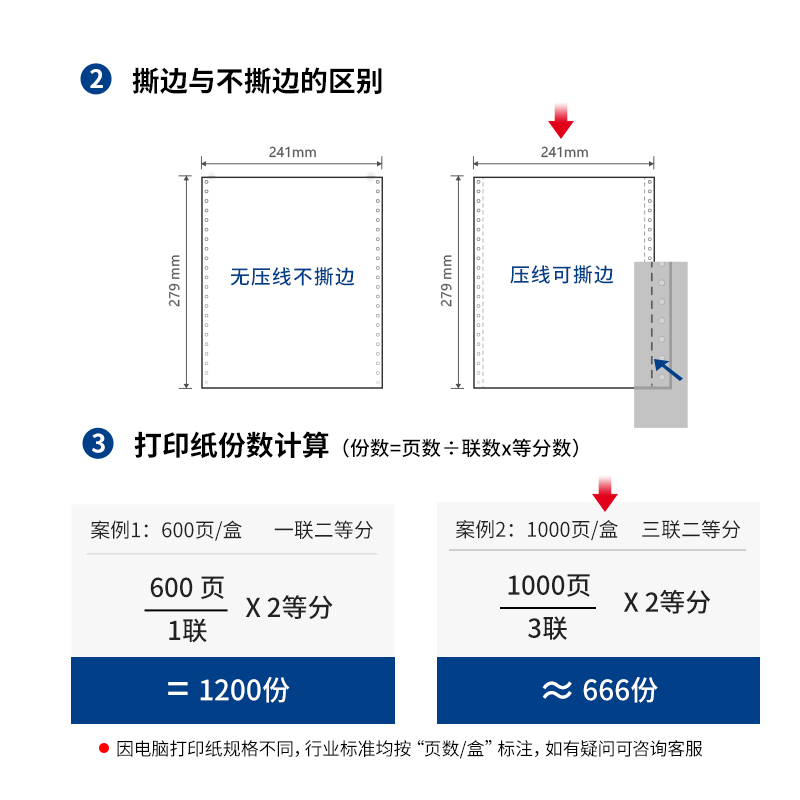 得力白令海B241-3電腦打印紙(1/2CS彩色撕邊)(1000頁/盒)