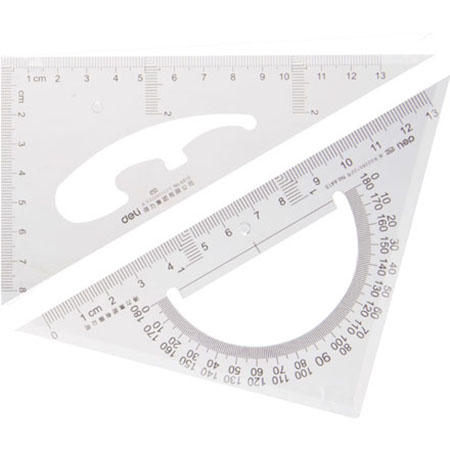 得力6415三角尺13cm(透明本色)(套)