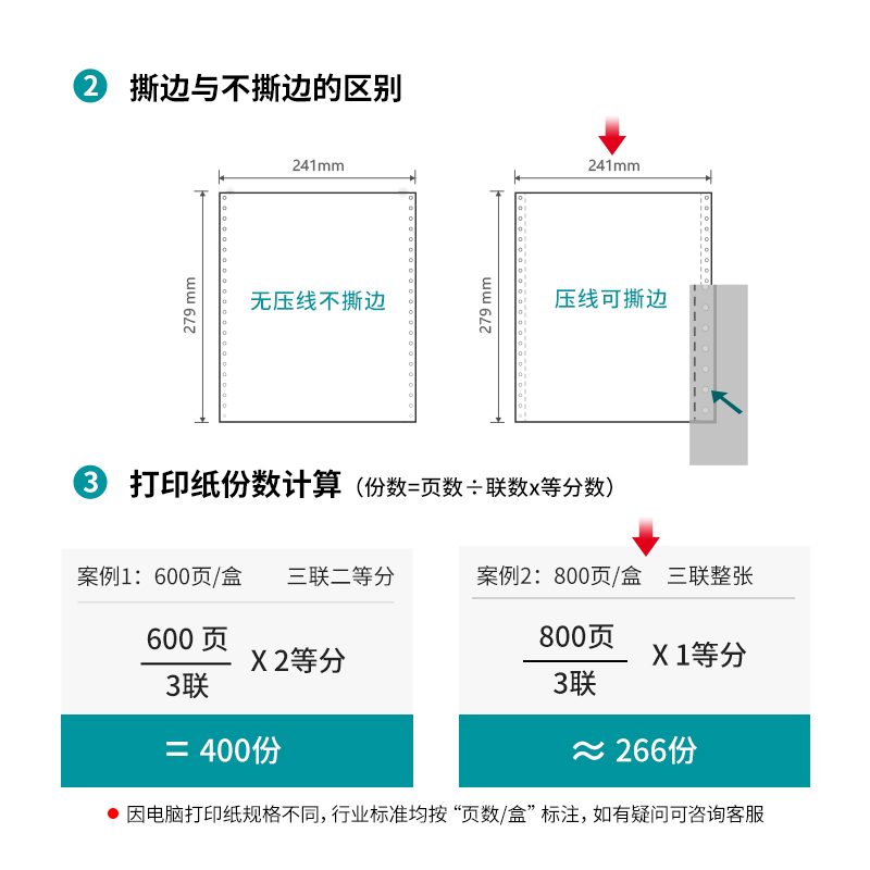 得力木尚M241-3電腦打印紙(CS彩色撕邊)(800頁(yè)/盒)