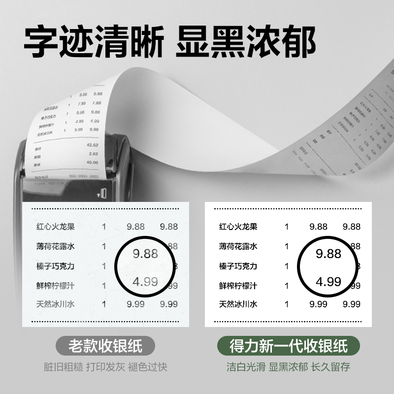 得力ZS300斯蘭海熱敏收銀紙57*50型(混)(20卷/箱)