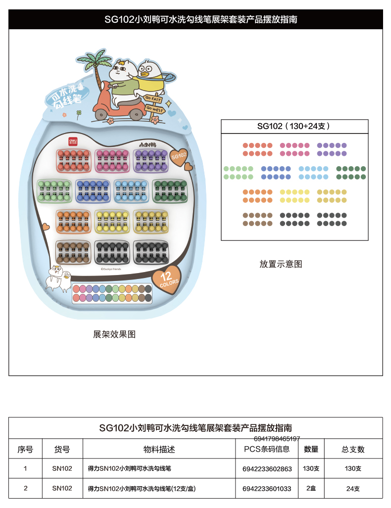 得力SG102小劉鴨勾線筆(混)(套)