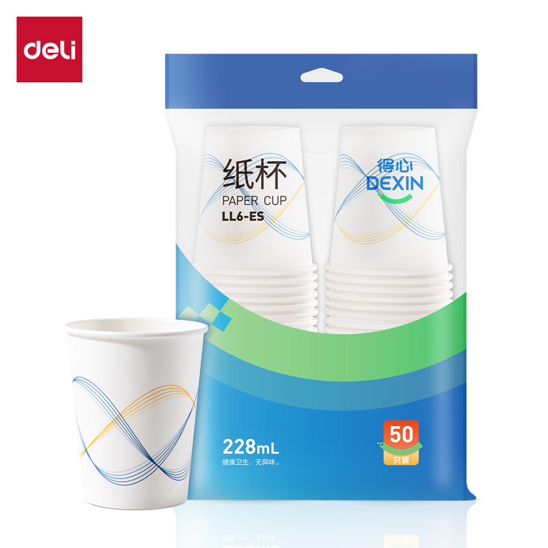 得力得心LL6-ES紙杯228mL(白色)(50只/袋)