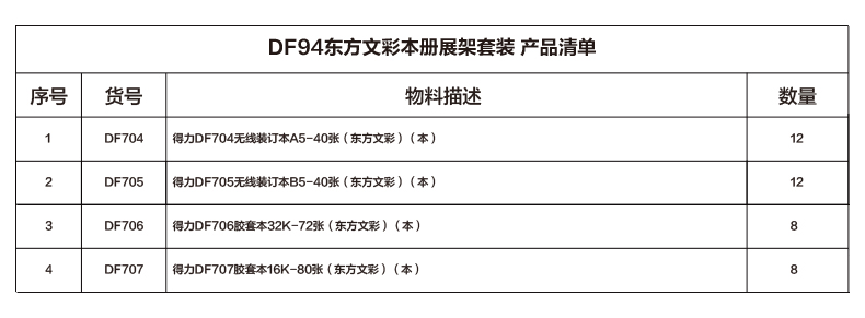 得力DF94東方文彩本冊展架套裝(混)(套)