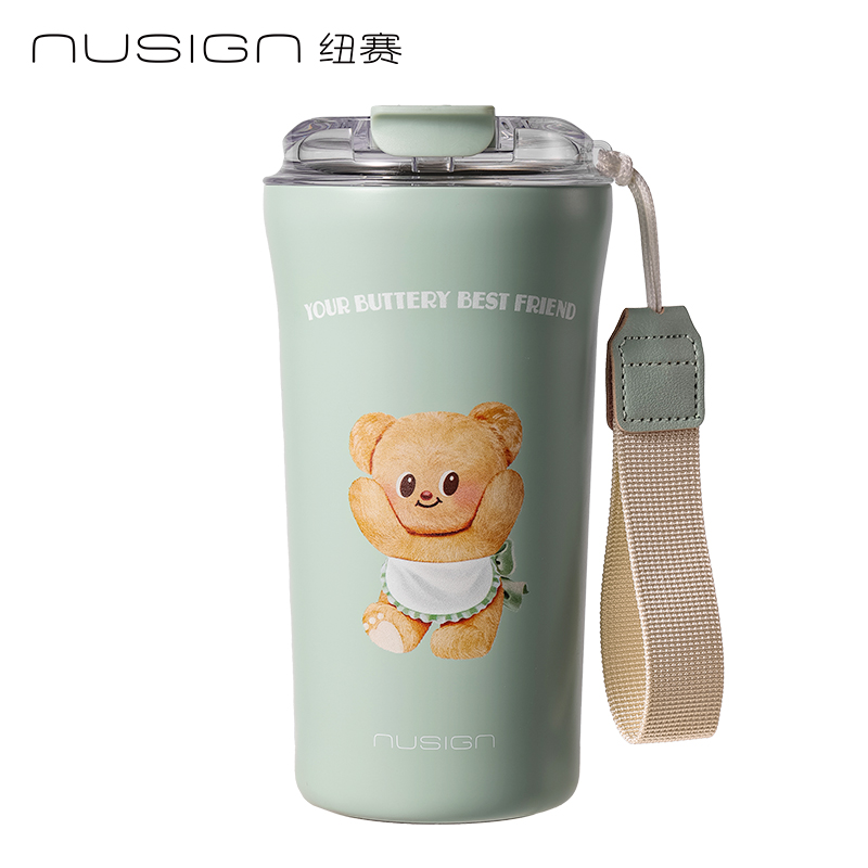 紐賽NS855-B黃油小熊直飲咖啡杯520mL_SUS316L(抹茶綠)(個(gè))