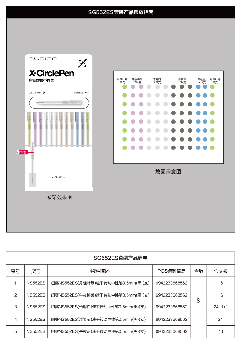 紐賽SG552ES速干轉(zhuǎn)動中性筆套裝0.5mm子彈頭(黑)(2套/件)